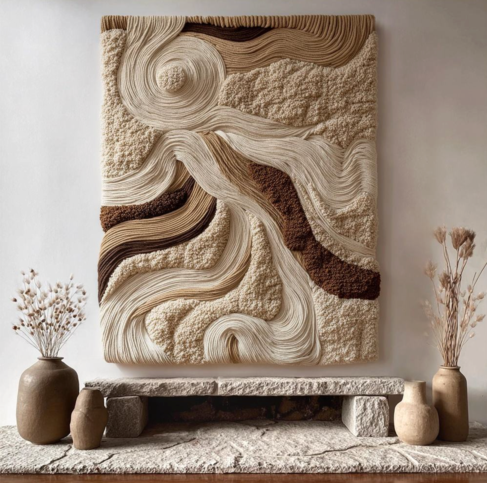 Modern Abstract 3D Textured Canvas Wall Art – Elegant Handmade Home Decor