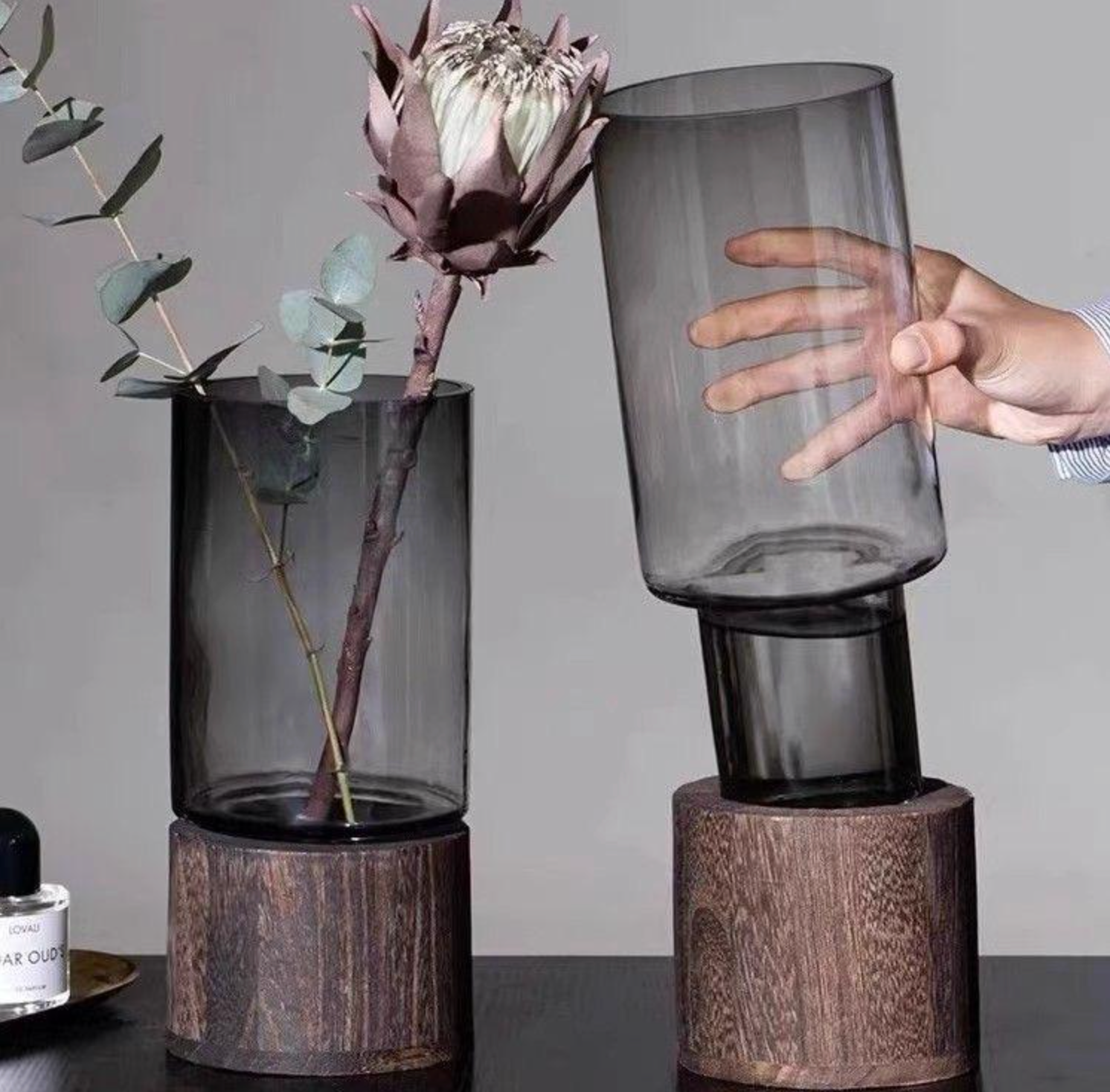 Elegant Transparent Crystal Glass Vase – Modern Art Deco Tabletop Floral Decor