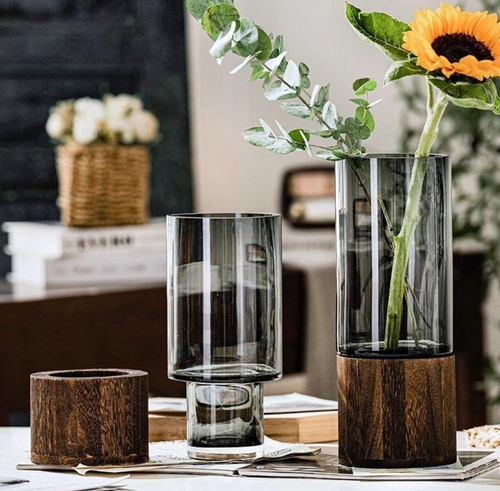 Elegant Transparent Crystal Glass Vase – Modern Art Deco Tabletop Floral Decor